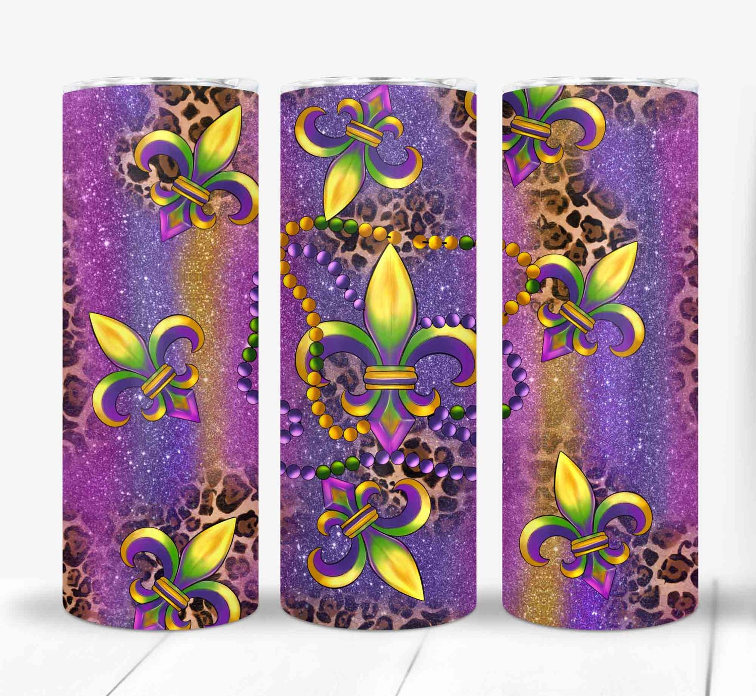 Mardi Gras Fleur De Lis 20 ounce Skinny Tumbler
