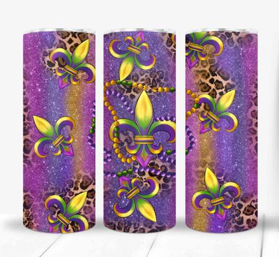 Mardi Gras Fleur De Lis 20 ounce Skinny Tumbler