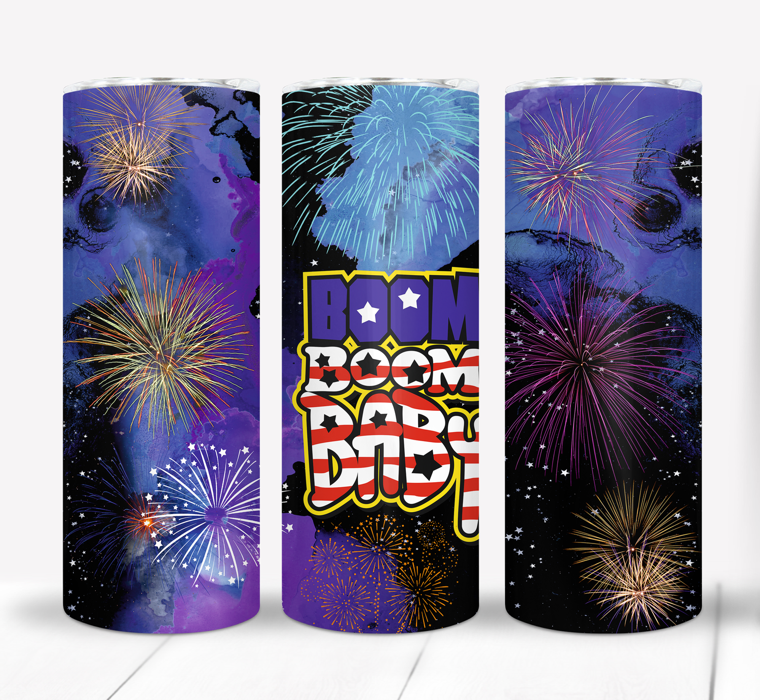 Fireworks 4th of July Independence Day Patriotic 20 ounce Skinny Tumbler