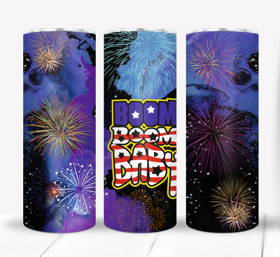 Fireworks 4th of July Independence Day Patriotic 20 ounce Skinny Tumbler