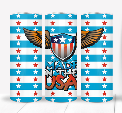 Made in the USA 4th of July Independence Day Patriotic 20 ounce Skinny Tumbler