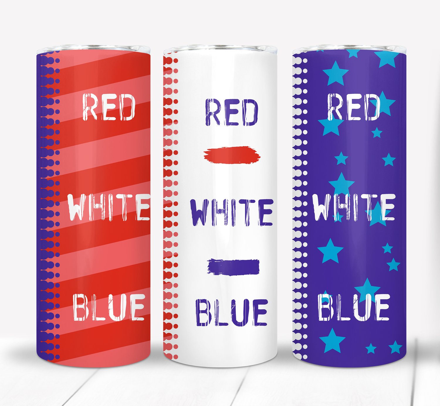 Red White and Blue 4th of July Independence Day Patriotic 20 ounce Skinny Tumbler