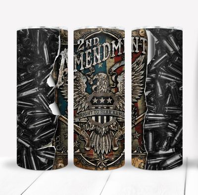 2nd Amendment Patriotic Gun Rights 20 ounce Skinny Tumbler