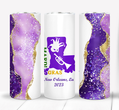 Mardi Gras New Orleans Louisiana 2023 20 ounce Skinny Tumbler