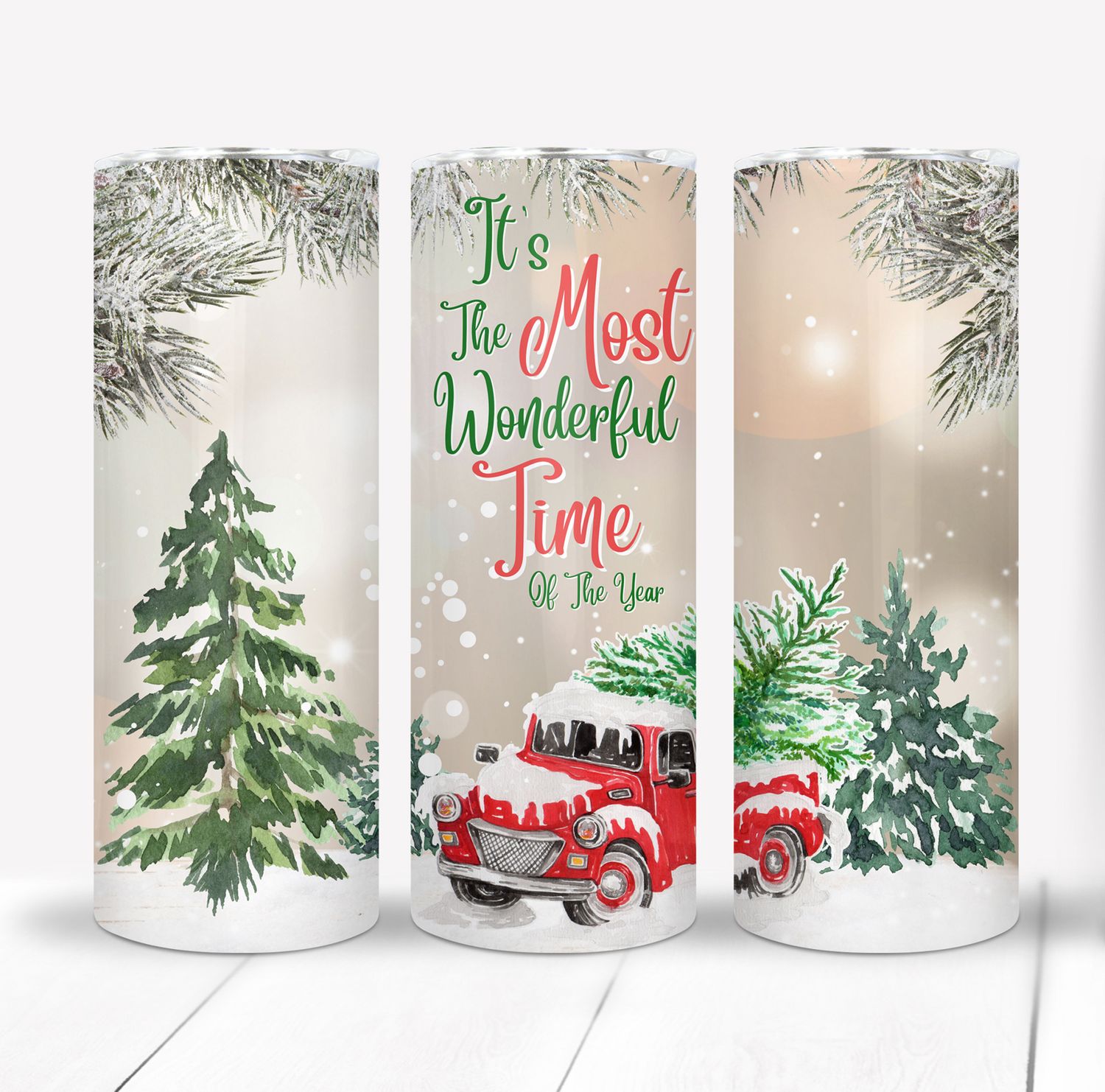 Most Wonderful Time of Year Christmas 20 ounce Skinny Tumbler