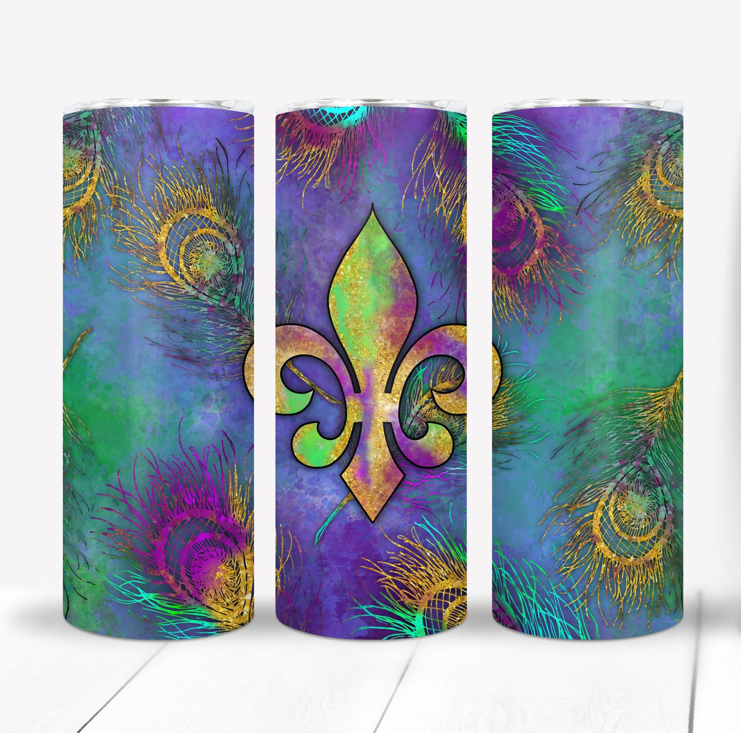 Fleur De Lis Mardi Gras 20 ounce Skinny Tumbler