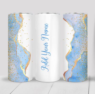 Custom Personalized Marble Print 20 ounce Skinny Tumbler