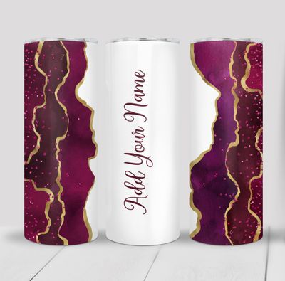 Custom Personalized Marble Print 20 ounce Skinny Tumbler
