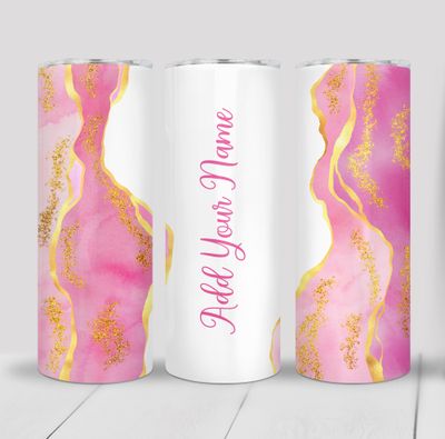 Custom Personalized Marble Print 20 ounce Skinny Tumbler
