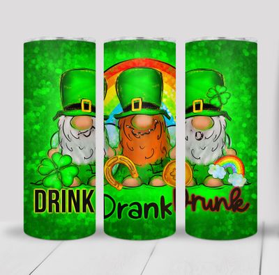 Drink Drank Drunk Leprechaun Funny St Patrick&#39;s Day 20 ounce Skinny Tumbler