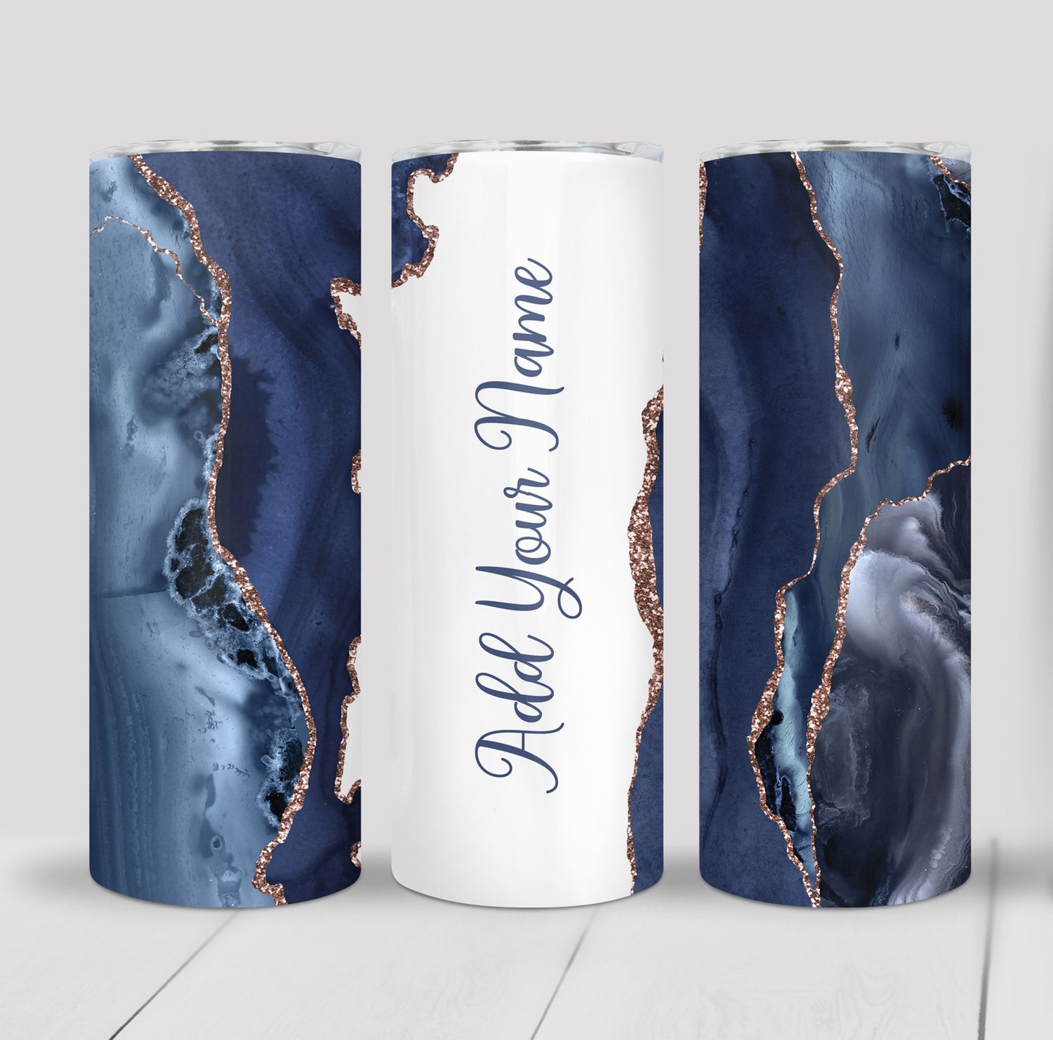 Custom Personalized Marble Print 20 ounce Skinny Tumbler