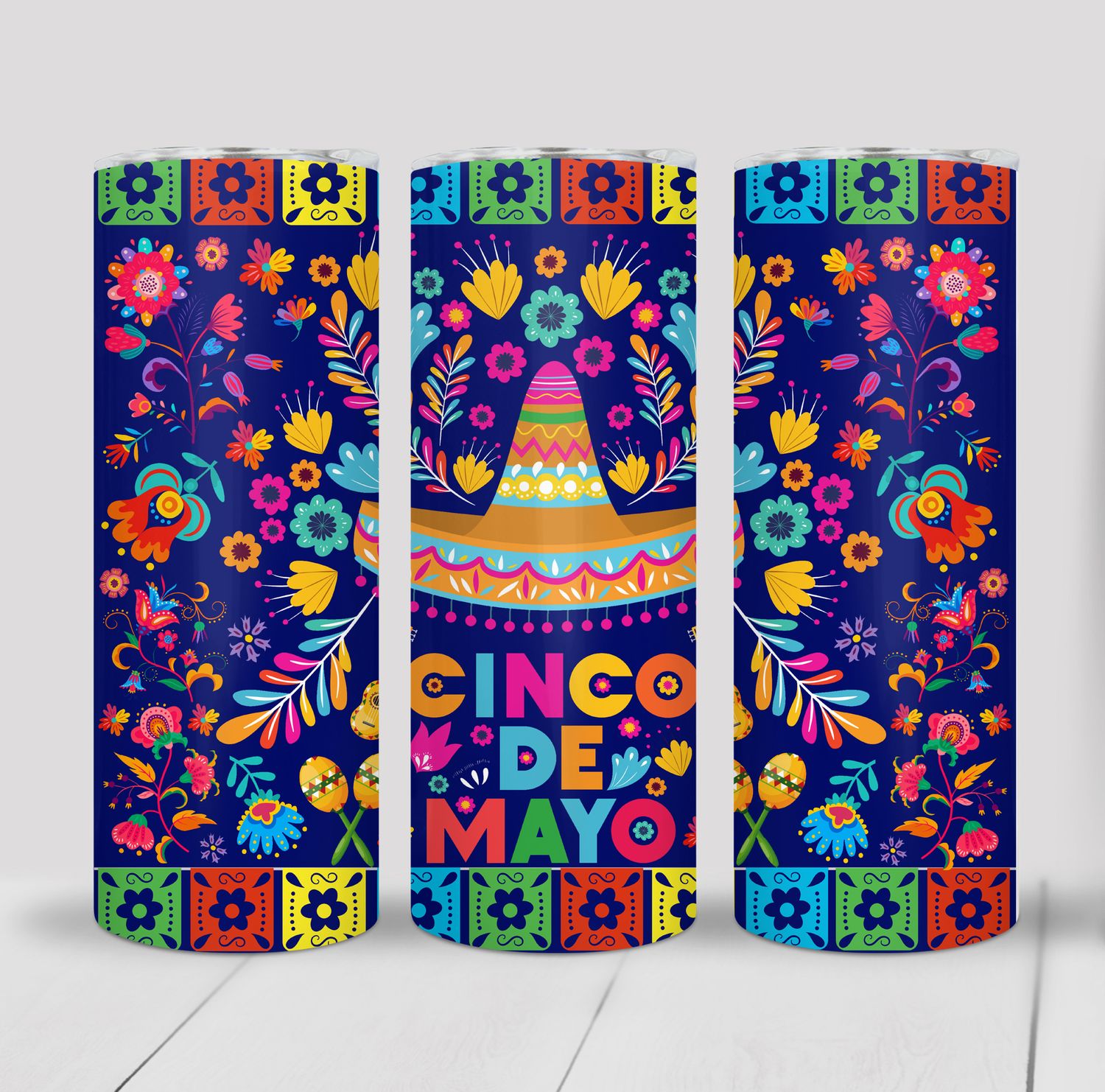 Colorful Cinco De Mayo Print 20 ounce Skinny Tumbler