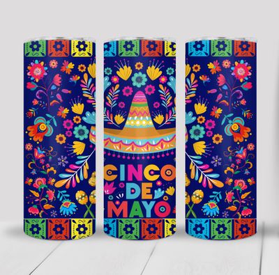Colorful Cinco De Mayo Print 20 ounce Skinny Tumbler