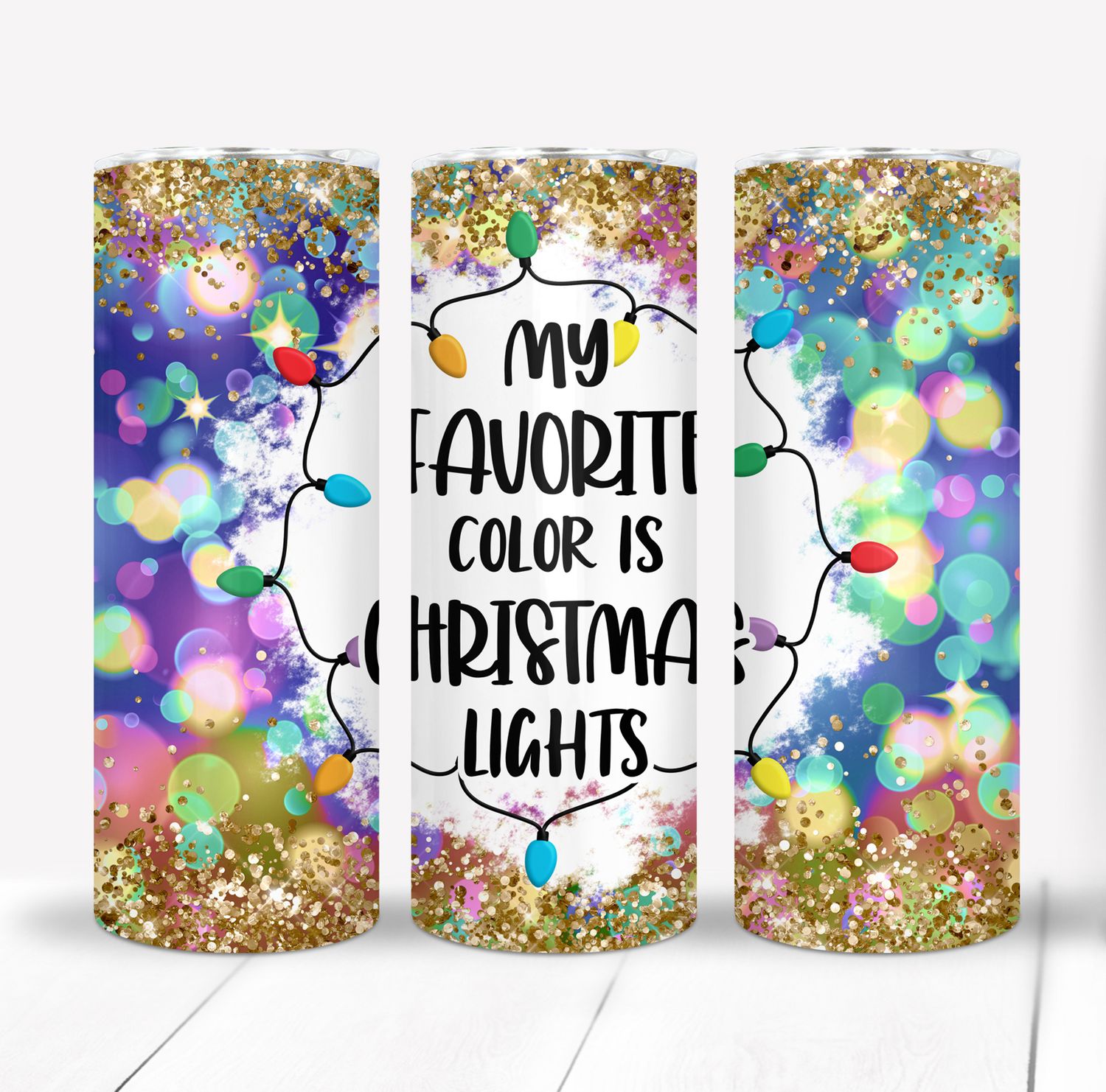 My Favorite Color is Christmas Lights 20 ounce Skinny Tumbler
