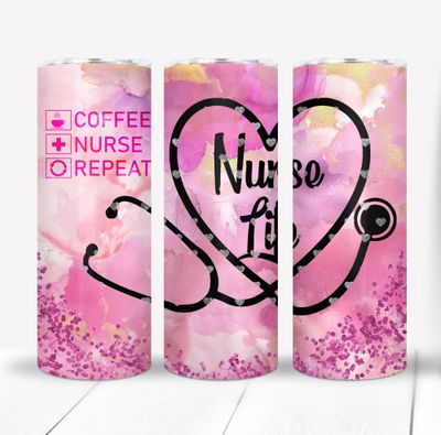 Nurse Life Pink 20 ounce Skinny Tumbler