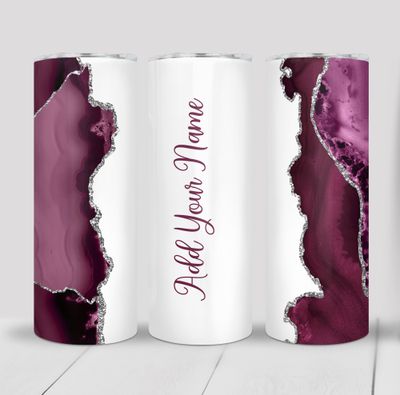 Custom Personalized Marble Print 20 ounce Skinny Tumbler