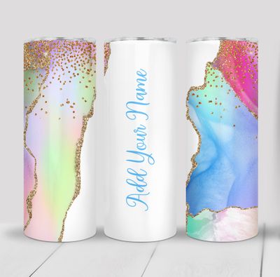 Custom Personalized Marble Print 20 ounce Skinny Tumbler