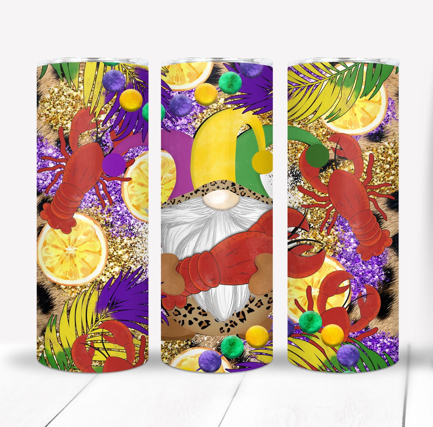 Crawfish Boil Louisiana Cajun Mardi Gras 20 ounce Skinny Tumbler