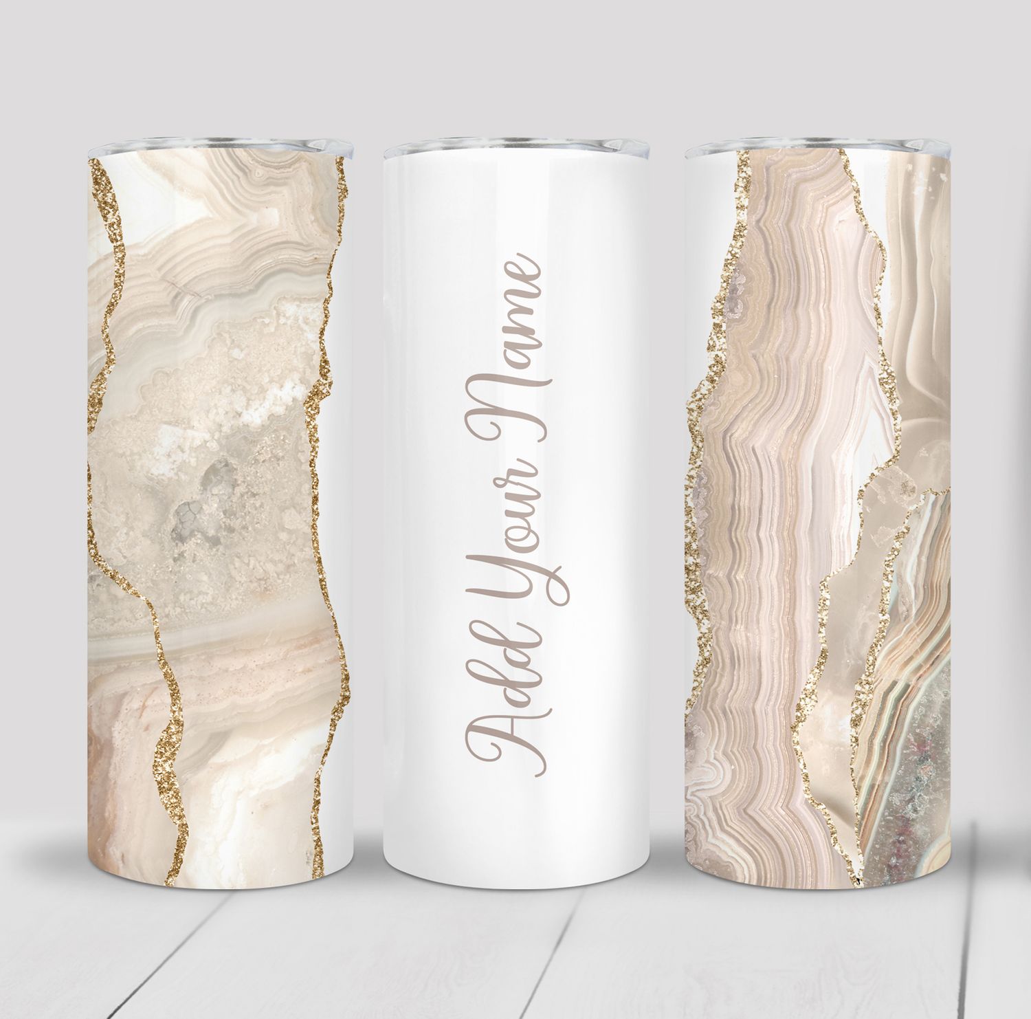 Custom Personalized Marble Print 20 ounce Skinny Tumbler