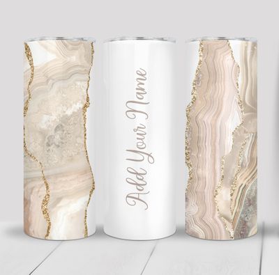 Custom Personalized Marble Print 20 ounce Skinny Tumbler