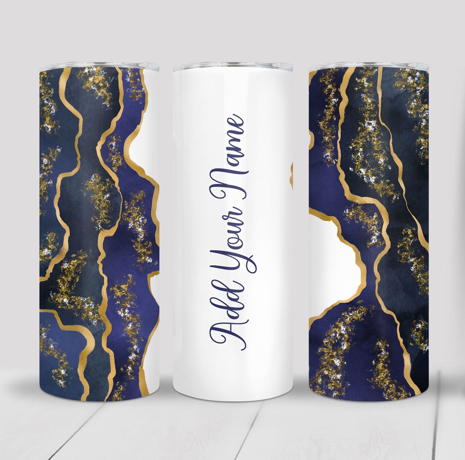 Custom Personalized Marble Print 20 ounce Skinny Tumbler
