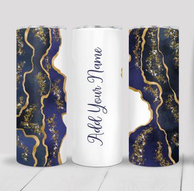 Custom Personalized Marble Print 20 ounce Skinny Tumbler