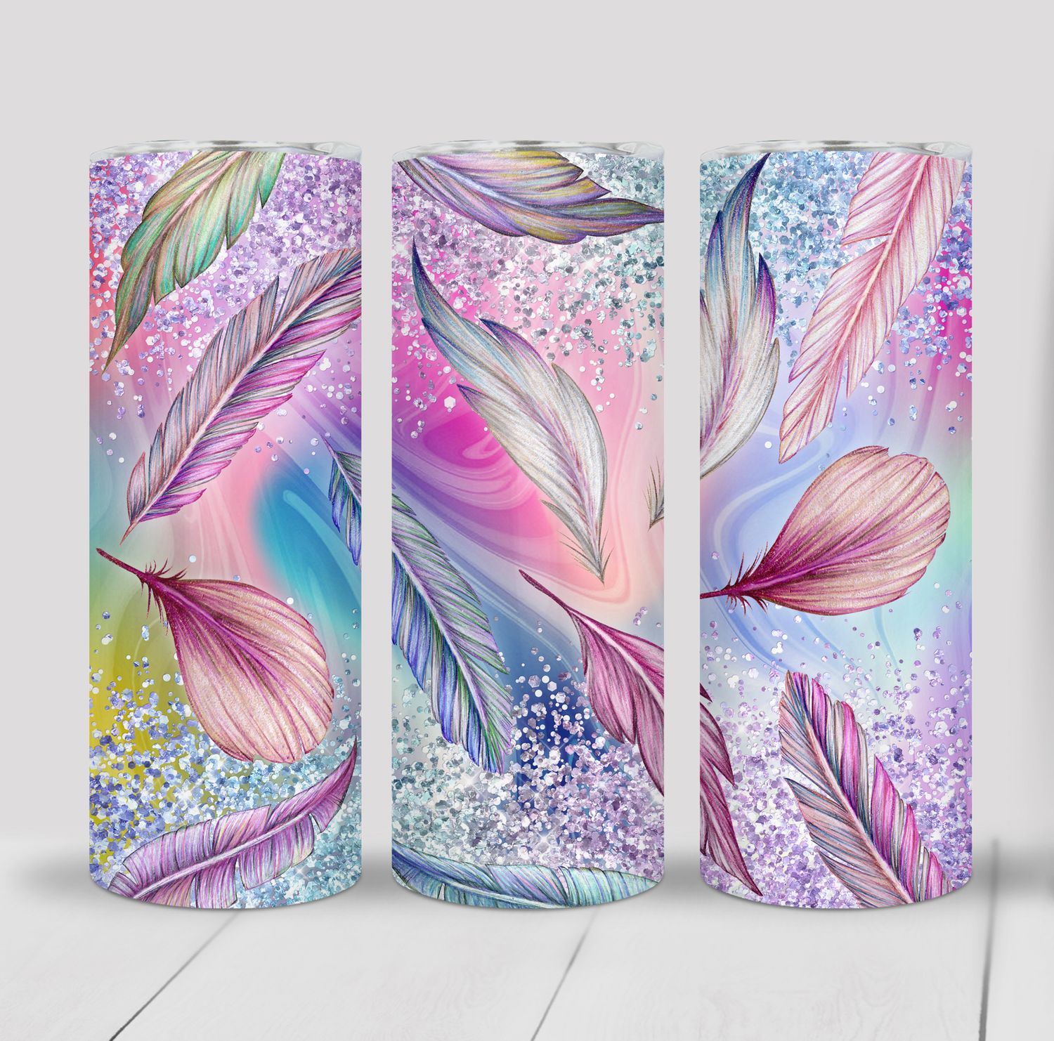 Colorful Feathers 20 ounce Skinny Tumbler