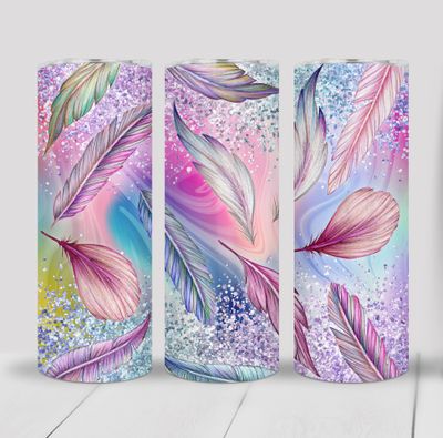 Colorful Feathers 20 ounce Skinny Tumbler