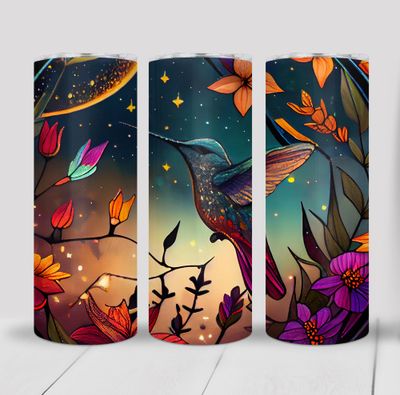 Colorful Humming Bird 20 ounce Skinny Tumbler