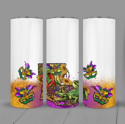 Louisiana Mardi Gras 20 ounce Skinny Tumbler
