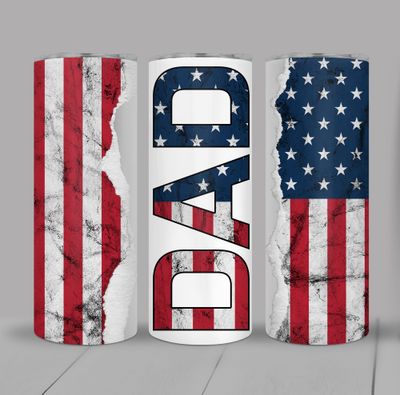 Dad American Flag Patriotic 20 ounce Skinny Tumbler