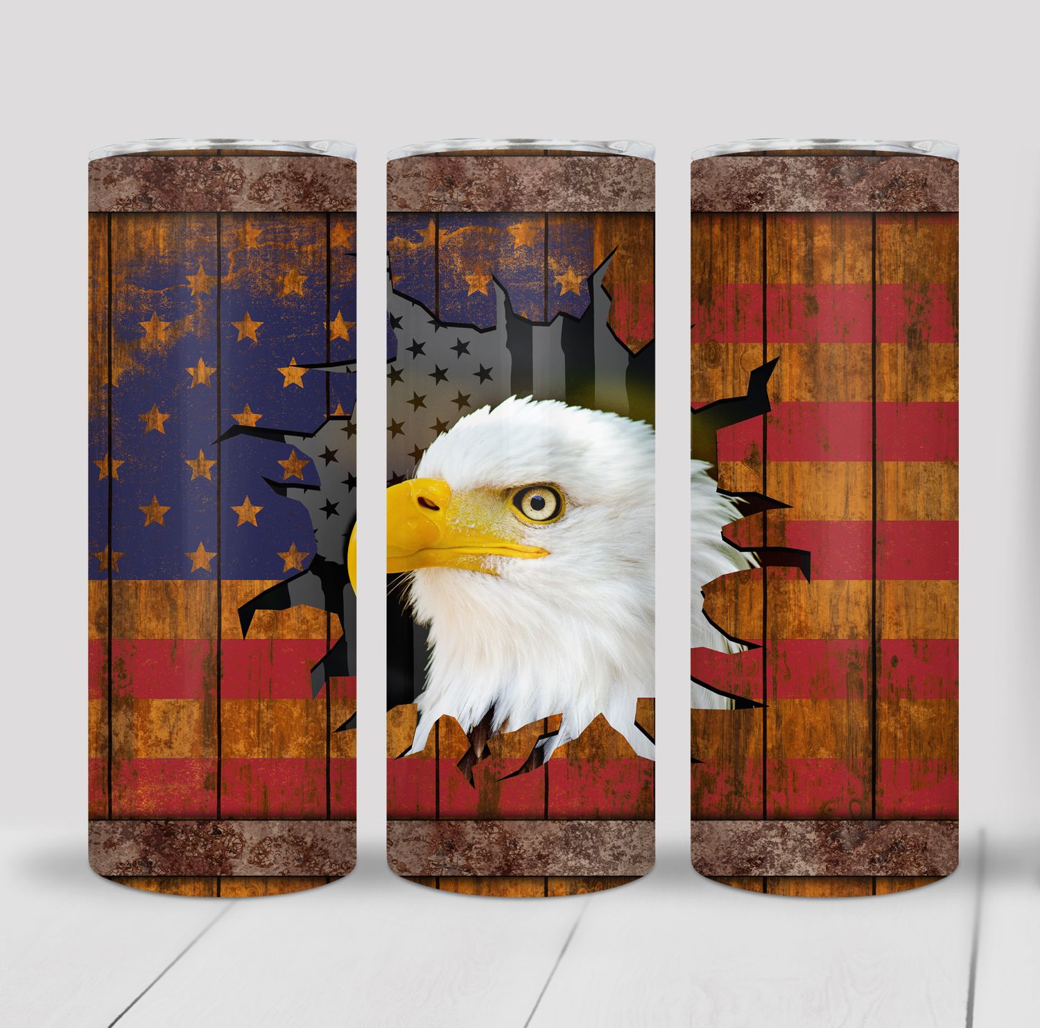 Bald Eaglet American Flag Patriotic 20 ounce Skinny Tumbler
