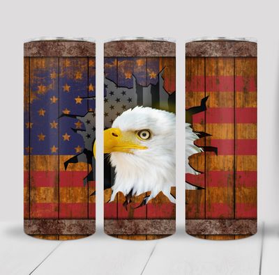 Bald Eaglet American Flag Patriotic 20 ounce Skinny Tumbler