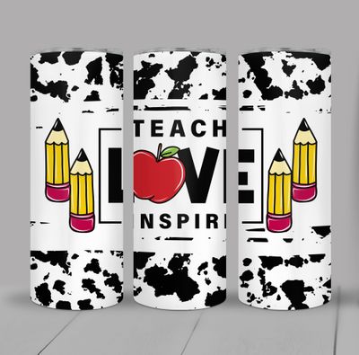 Teach Love Inspire Teacher Inspirational Back to School 20 ounce Skinny Tumbler