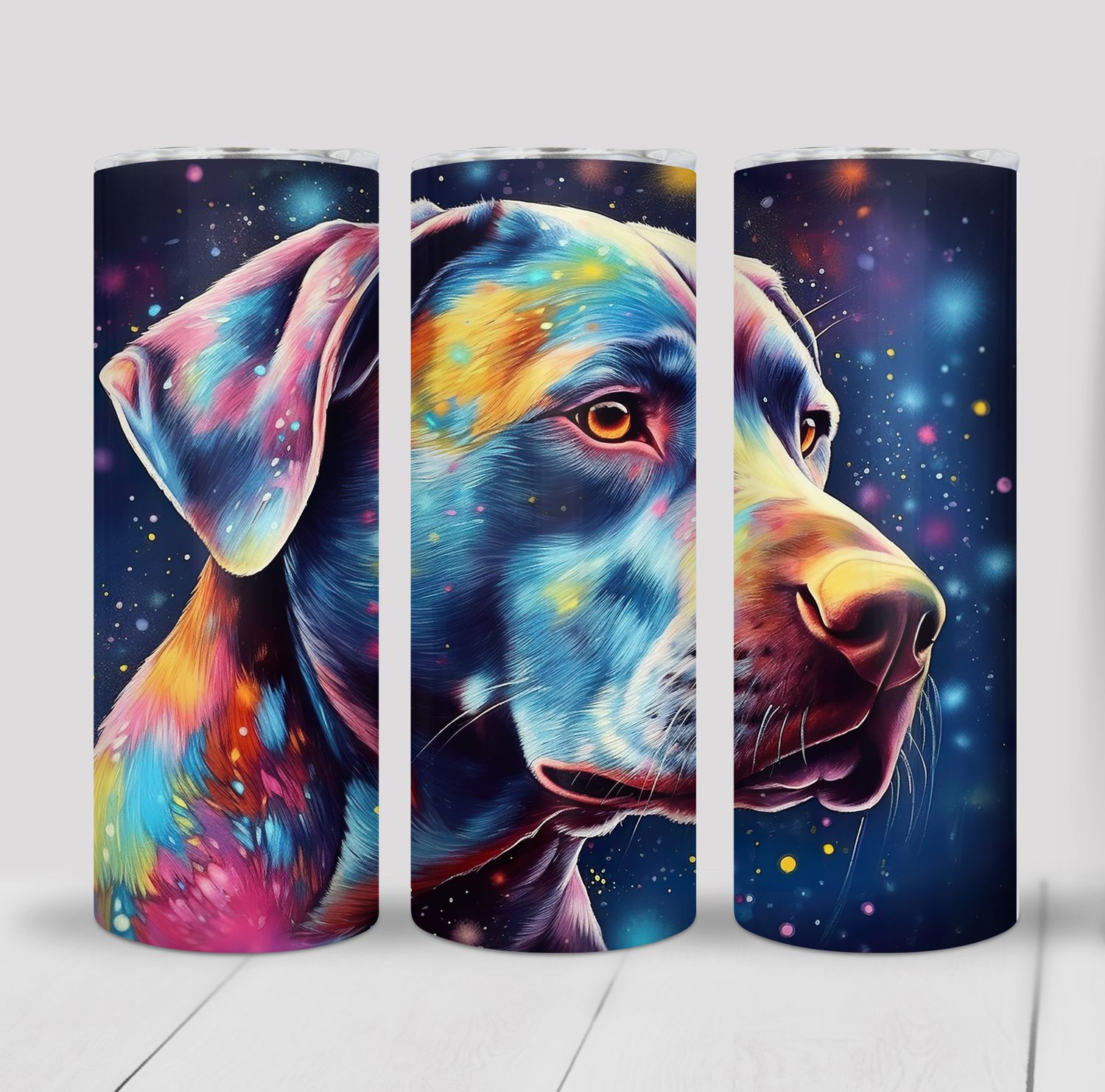 Colorful Pit Bull Dog 20 ounce Skinny Tumbler