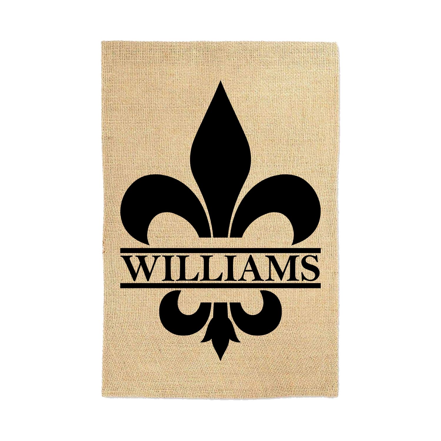 Fleur De Lis Personalized Garden Flag Welcome Sign with Family Name