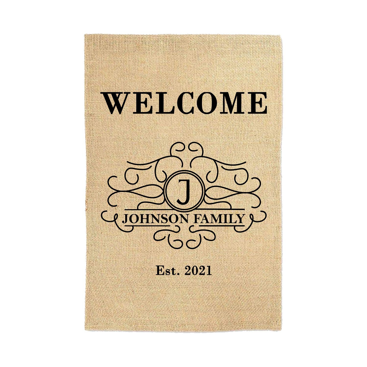 Personalized Family Name and Est. Year Garden Flag Welcome Sign