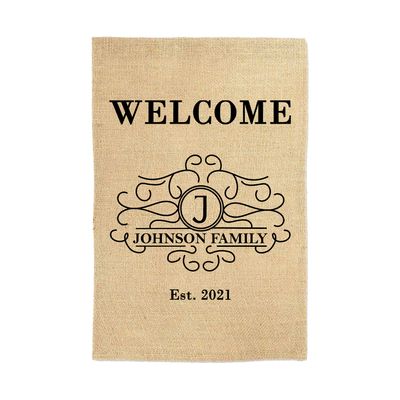 Personalized Family Name and Est. Year Garden Flag Welcome Sign