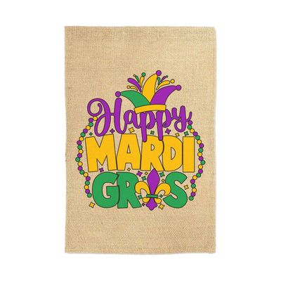 Happy Mardi Gras Garden Flag Welcome Sign