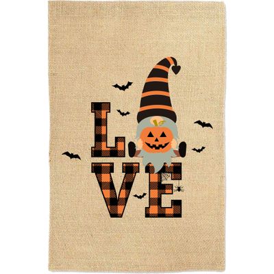 Love Halloween Gnome Garden Flag Welcome Sign