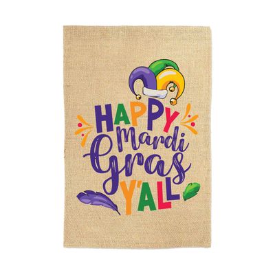 Happy Mardi Gras Y&#39;all Garden Flag Welcome Sign
