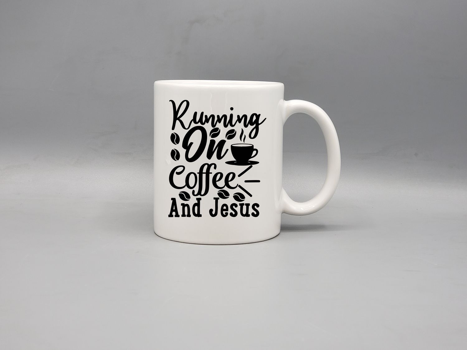 Running on coffee and Jesus coffee cup