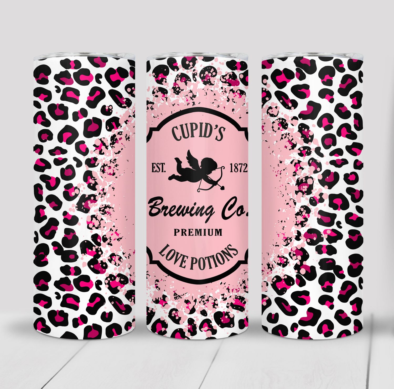 Cupid Love Potion Leopard Print Valentine&#39;s 20 ounce Skinny Tumbler