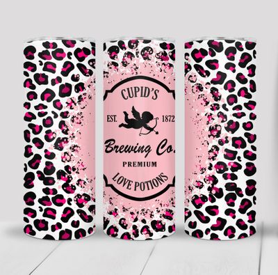 Cupid Love Potion Leopard Print Valentine&#39;s 20 ounce Skinny Tumbler