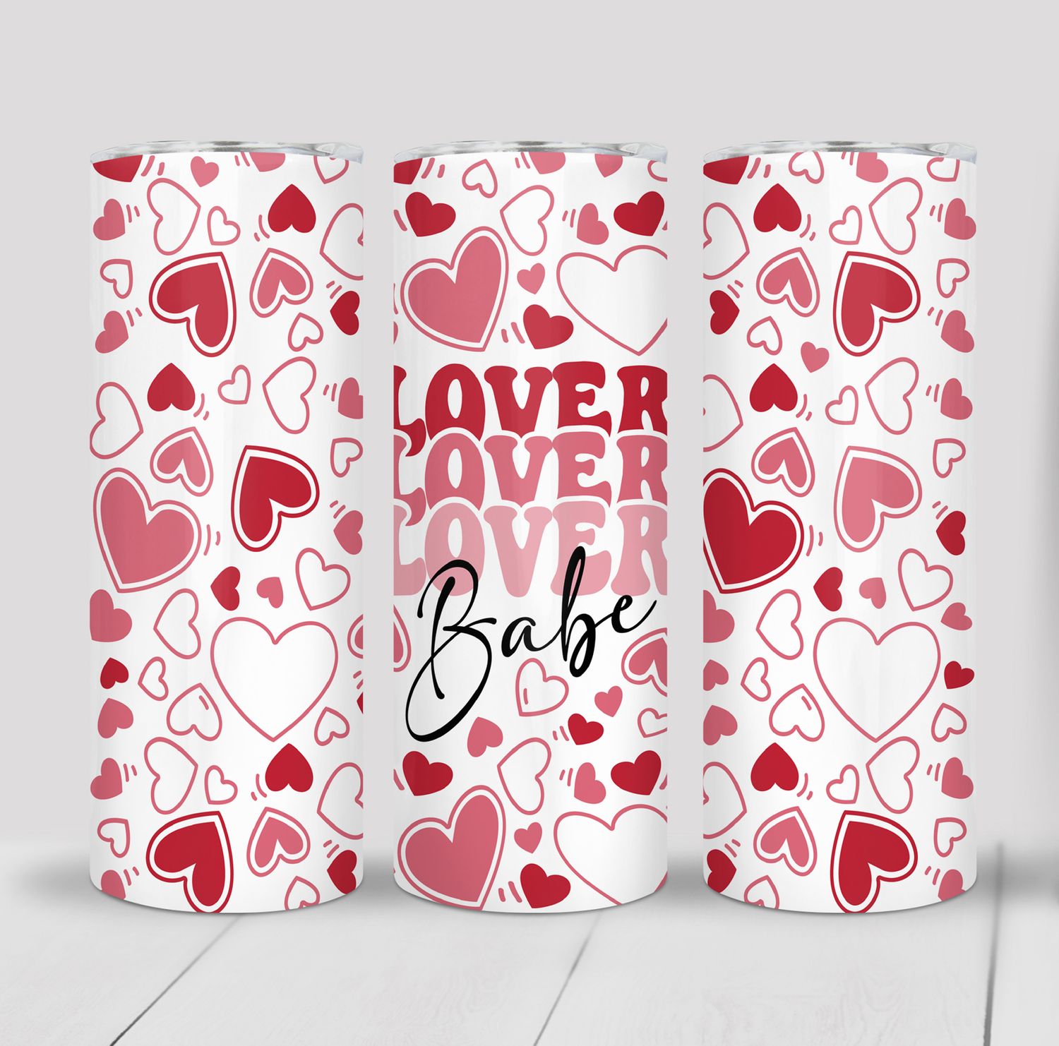 Lover babe Hearts Valentine&#39;s 20 ounce Skinny Tumbler