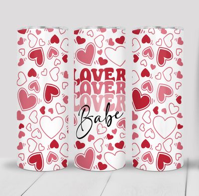 Lover babe Hearts Valentine&#39;s 20 ounce Skinny Tumbler