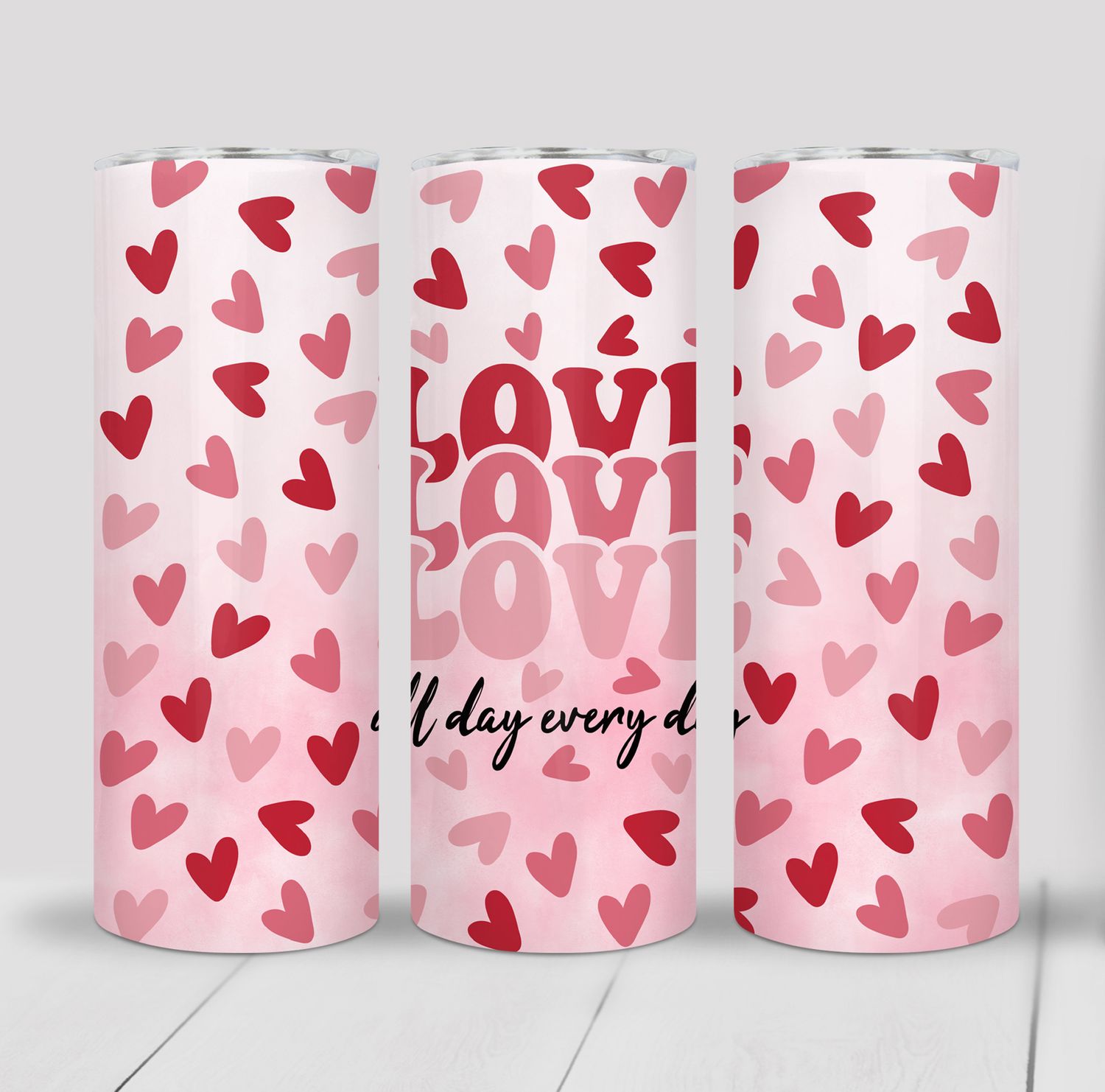 Love Heart Valentine&#39;s 20 ounce Skinny Tumbler