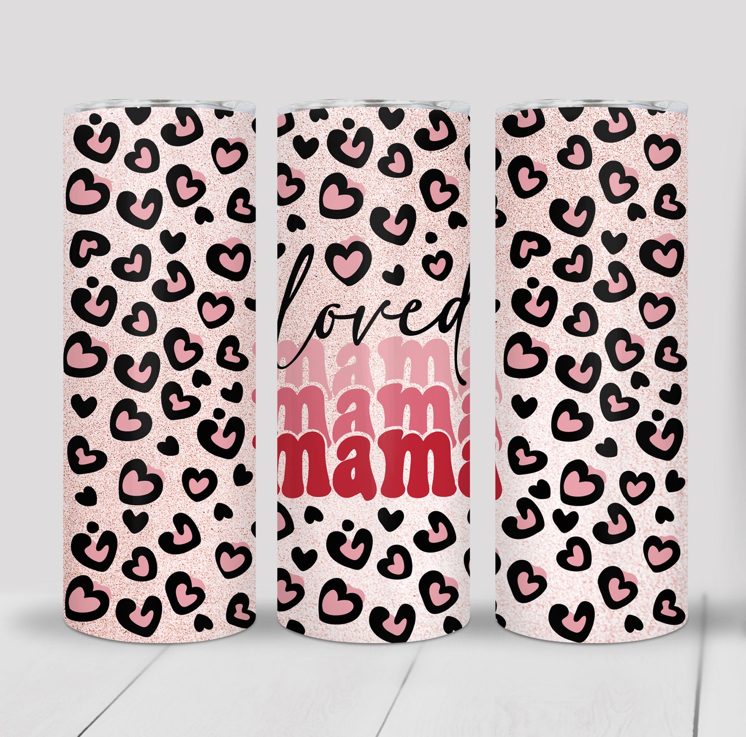 Loved Mama Hearts Valentine&#39;s 20 ounce Skinny Tumbler