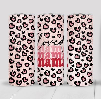 Loved Mama Hearts Valentine&#39;s 20 ounce Skinny Tumbler