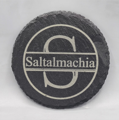 Laser Engraved Monogram Round Slate Coasters